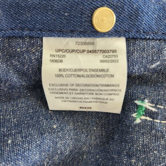 Liberty Zip Fly Bib Overalls Mens 40x28 Blue Denim Carpenter‎ Workwear Farm NWT - Picture 8 of 10